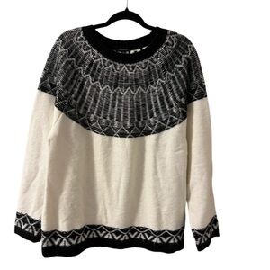 Talbots Fair Aisle Sweater ivory/black Size XL